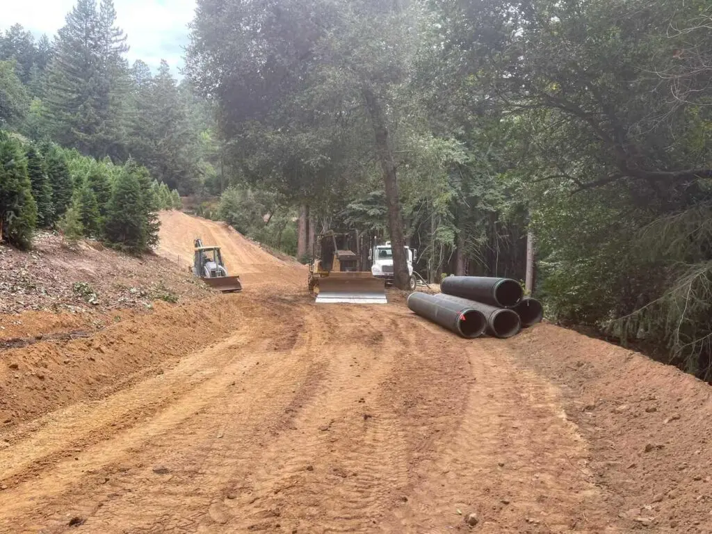 Land clearing debris after masticator and chipper work on California defensible space project